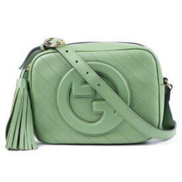 Gucci Blondie leather Shoulder Bag green clutch GG yellow crossbody - Picture 1 of 9